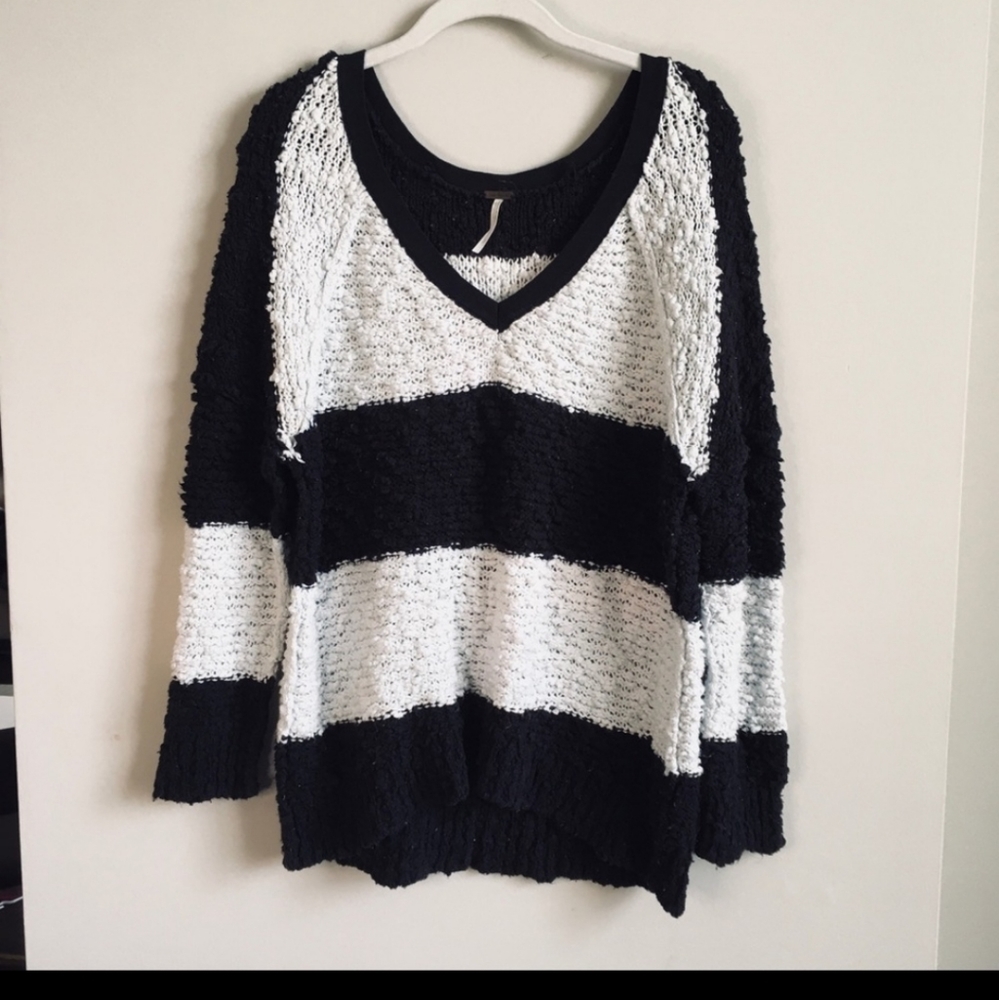 Free People Songbird Rugby Stripe Bouclé Sweater